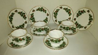 Set Of 4 Rosina Queens Yuletide (scalloped) Cotswold Cup & Saucer & Bread Plate
