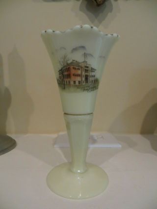 Custard Glass Trumpet Vase Public School Clifton Kans Color View Ks Kansas