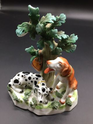 Antique Chelsea Red Anchor Staffordshire Dogs Figurine Spotted & Orange Spaniel