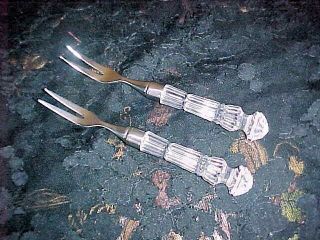 2 Waterford Crystal Pickle Forks 6 1/2 " Lismore Pattern