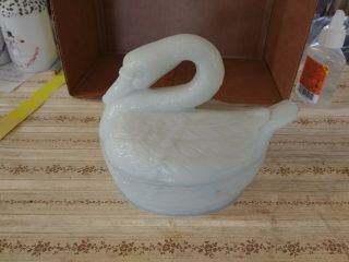 Milk Glass Swan On Nest Portieux France