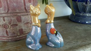 Noritake Art Deco Lustre Ware Cats Salt & Pepper Shakers Set 6