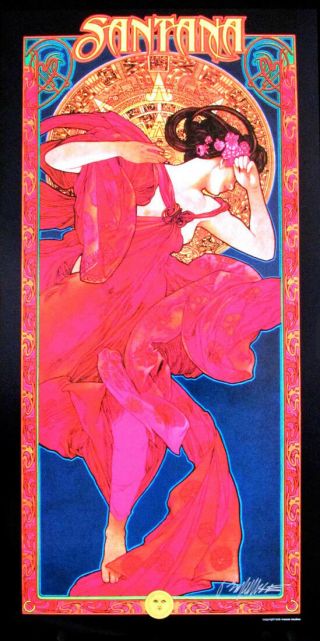 Santana Poster Commission Bob Masse Art Nouveau Classic W/coa