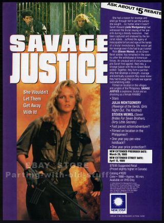 Savage Justice_orig.  1989 Trade Print Ad Promo_julia Montgomery_steven Memel