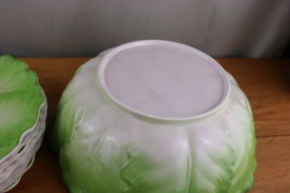Cabbage Lettuce Leaves Salad Serving Bowl & 4 Salad Plates Japan Otagiri 3