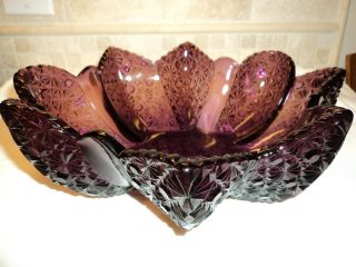 Vintage Fenton Glass Co Daisy And Button Amethyst Star Bowl Pre Marking