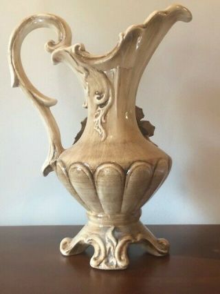 Collectible Vintage Antique Estate ITALIAN CAPODIMONTE Large Footed Pitcher 3