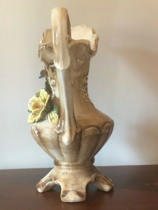 Collectible Vintage Antique Estate ITALIAN CAPODIMONTE Large Footed Pitcher 4