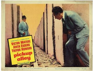 Victor Mature,  Pickup Alley (1958) Lobby Card 3,  Trevor Howard
