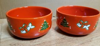2 Waechtersbach Christmas Tree & Flying Fish Red Bowls 4.  75” By 2.  5 "