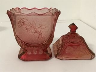 Pink Carnival Glass Dish With Lid 3