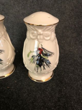 Lenox Winter Greetings Salt And Pepper Shakers Gold Trim Christmas Holiday 3