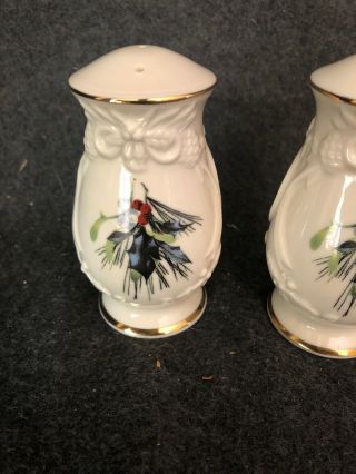 Lenox Winter Greetings Salt And Pepper Shakers Gold Trim Christmas Holiday 4