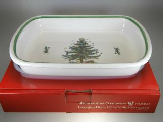 Nikko Christmastime Happy Holidays Ovenware Lasagna Dish 15 1/4 X 11w/ Box