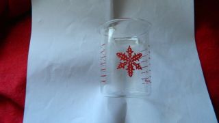Rare Vintage Pyrex Glass Red Snowflake 1/2 Measuring Science Beaker Collectible