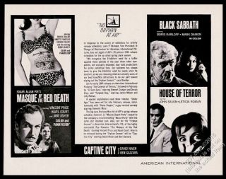 1964 Black Sabbath Boris Karloff Masque Of The Red Death Vincent Price Photo Ad