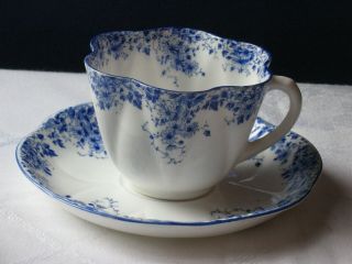 Vintage Shelley Dainty Blue Bone China Tea Cup And Saucer Made In England