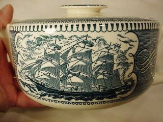 Vtg Currier & Ives Tea Pot Clipper Ships Blue and White Light House Quick Ship 6