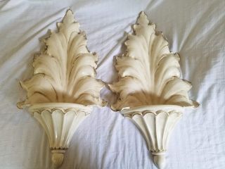 Pair Freeman & Mcfarlin Anthony Signed Numbered Wall Hanging Sconce Cream Gold