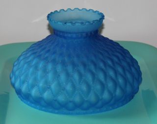 Vintage Fenton Art Glass Shade Quilted Satin Glass Blue Lamp Shade