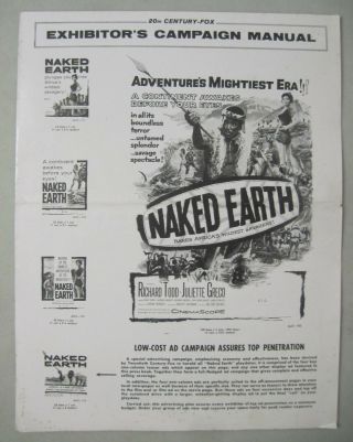 1958 Movie Pressbook " Naked Earth " Vincent Sherman Richard Todd Juliette Greco