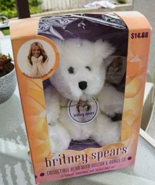 Vintage Britney Spears Collectible Bear With Button 2000 No Cd