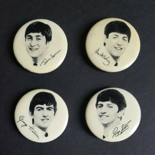 The Beatles 1964 Set Of Four 1 1/4 " Pins