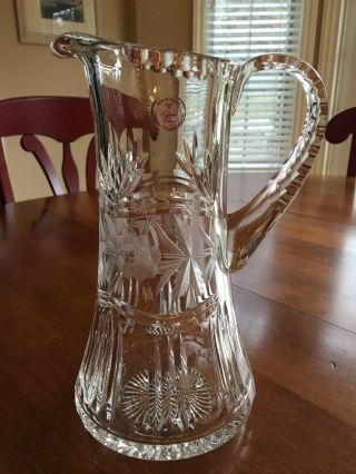 Crystal Clear Handcut 24 Lead Crystal Pitcher Made In Poland
