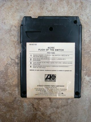 AC/DC 1983 Flick Of The Switch 8 Track Tape Rare Collectible 2