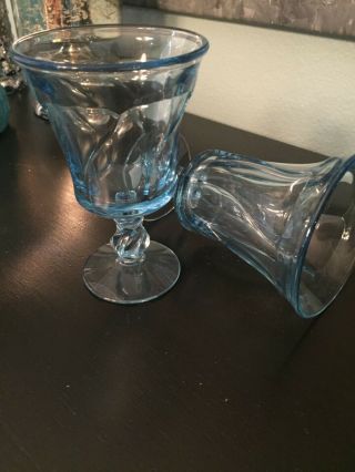 Fostoria Depression Glass - Jamestown Pattern - Ice Blue - 7 Water Glasses