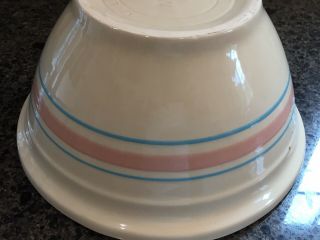 VINTAGE McCoy Pottery Ovenware Pink and Blue Stripe Batter Bowl 10 Mixing Large 6