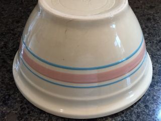 VINTAGE McCoy Pottery Ovenware Pink and Blue Stripe Batter Bowl 10 Mixing Large 7