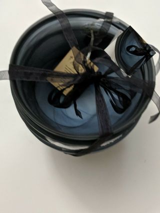 Akcam Turkish Glass Swirl Set Of 4 Black Soup Cereal Bowls -