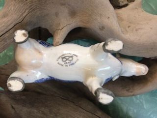 Vintage Blue Willow Figural Cow Creamer Staffordshire Ware England 1944 - 1962 5