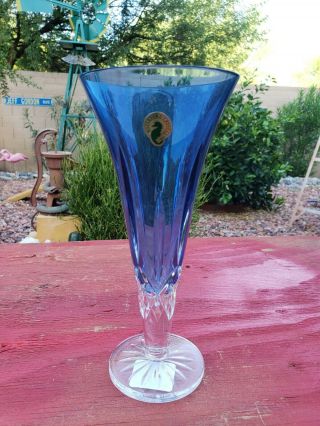 Lismore 9 " Sapphire Crystal Vase By Waterford