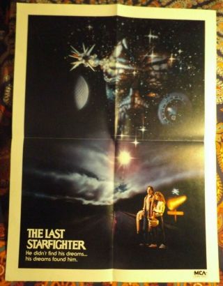 The Last Starfighter Folded Movie Rental Store Poster The Video News Promo 1984