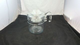 Vintage Pyrex Flameware 9 - 6 Cup Percolator Coffee Maker 7759 Clear Glass Pot