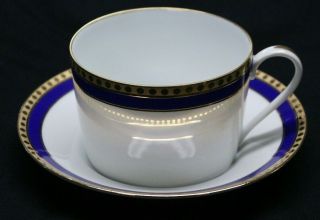 Tiffany & Co.  China Limoges France Blue Band & Gold Cup & Saucer