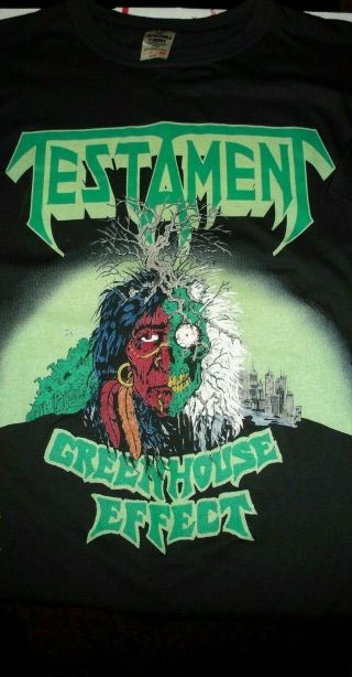 Vintage 1989 Testament Greenhouse Effect Concert Tour Shirt Environmental Medium