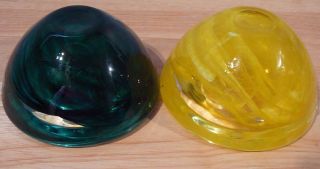 2 KOSTA BODA ATOL Anna Ehrner Crystal Candle Holders Sweden green & yellow 3