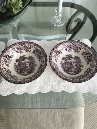 Tonquin Purple Royal Staffordshire Clarice Cliff Serving Bowls 8 3/4” - Two