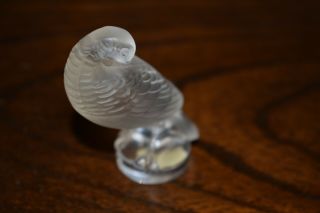 Lalique France Frosted Glass Preening Bird / Pheasant Figurine Signed France