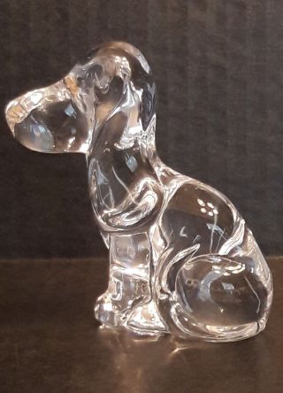 Vintage Signed Daum France Clear Lead Crystal Bassett Hound Dog Figurine