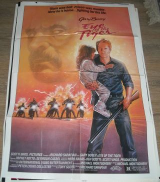 1986 Eye Of The Tiger 1 Sheet Movie Poster Gary Busey Action Painted Art