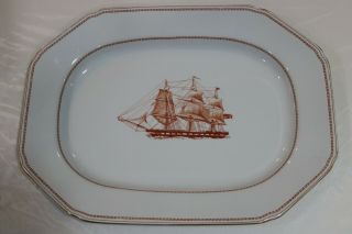 Copeland Spode Trade Winds Red Ship Windsor Castle 14 1/4 X 10 1/8 Oval Plate