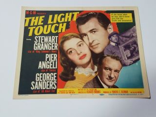 1951 The Light Touch Lobby Card 11x14 Title Card Stewart Granger Crime Thriller