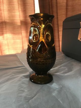 Vintage Viking Glass Brown Owl Fairy Lamp Hard To Find