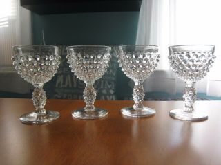 Vintage Duncan & Miller Hobnail Clear Wine Cordial Aperitif Glasses Set Of 4