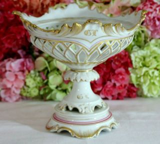 Old Paris Porcelain,  Pink & Gold Corbeille,  19th C.