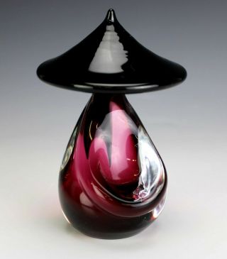 Murano Italy Studio Hand Blown Asian Man W Black Hat Art Glass Desk Sculpture Nr